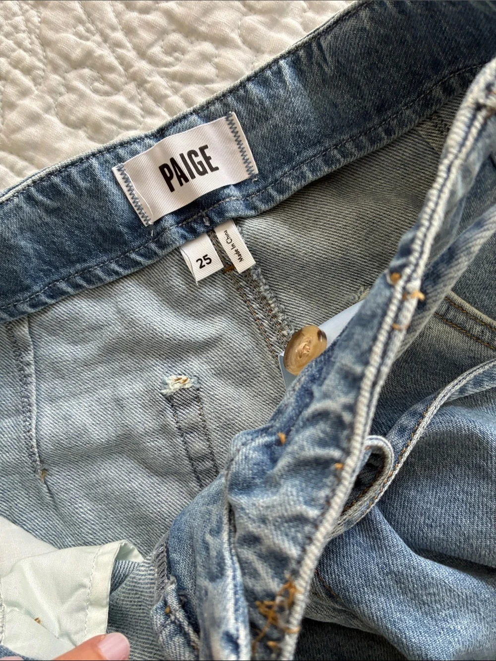 Paige Annessa Drawstring High Waist Denim Shorts 25 - Picture 5 of 5